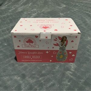 Oaki Way Mom Daughter Love Candle Holder with LED Tealight Resin Figurine
